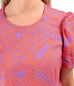 Midi dress printed with geometric motifs