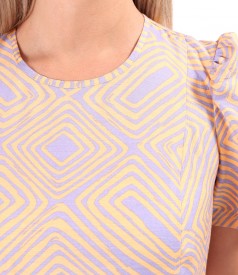 Midi dress printed with geometric motifs