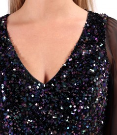 Veil dress with sequin bodice