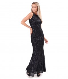 Long multicolore sequin evening dress