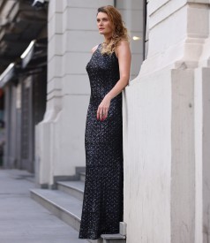 Long multicolore sequin evening dress