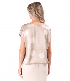 Satin viscose blouse printed with polka dots