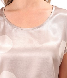 Satin viscose blouse printed with polka dots