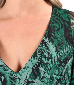 Midi dress made of veil digitally printed with paisley motifs