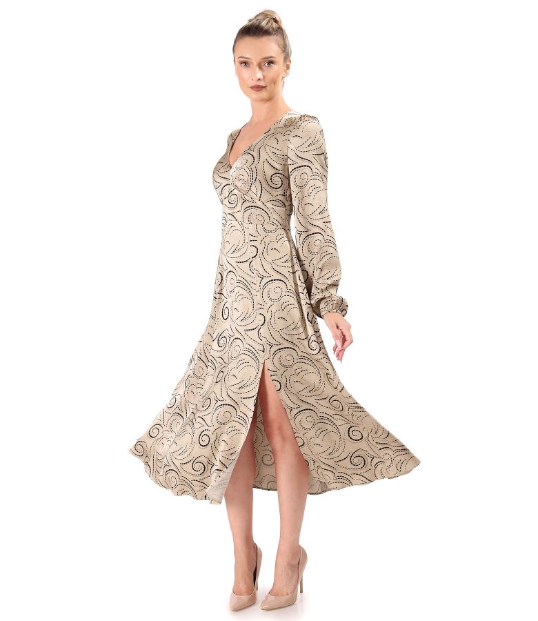 Elegant midi dress made of satin viscose