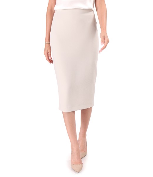 Midi tapered skirt in elastic fabric with viscose