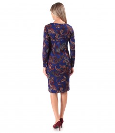 Dress made of thick elastic jersey printed with paisley motifs