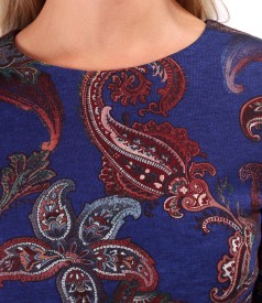 Dress made of thick elastic jersey printed with paisley motifs