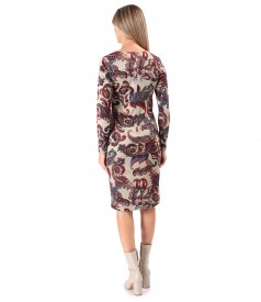 Dress made of thick elastic jersey printed with paisley motifs