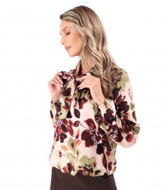 Elegant viscose blouse with a scarf-style collar