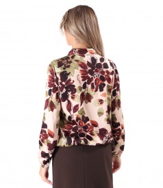 Elegant viscose blouse with a scarf-style collar