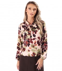Elegant viscose blouse with a scarf-style collar