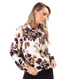 Elegant viscose blouse with a scarf-style collar
