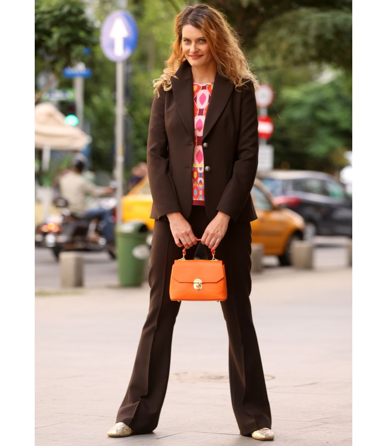 Flared pants made of elastic fabric with viscose