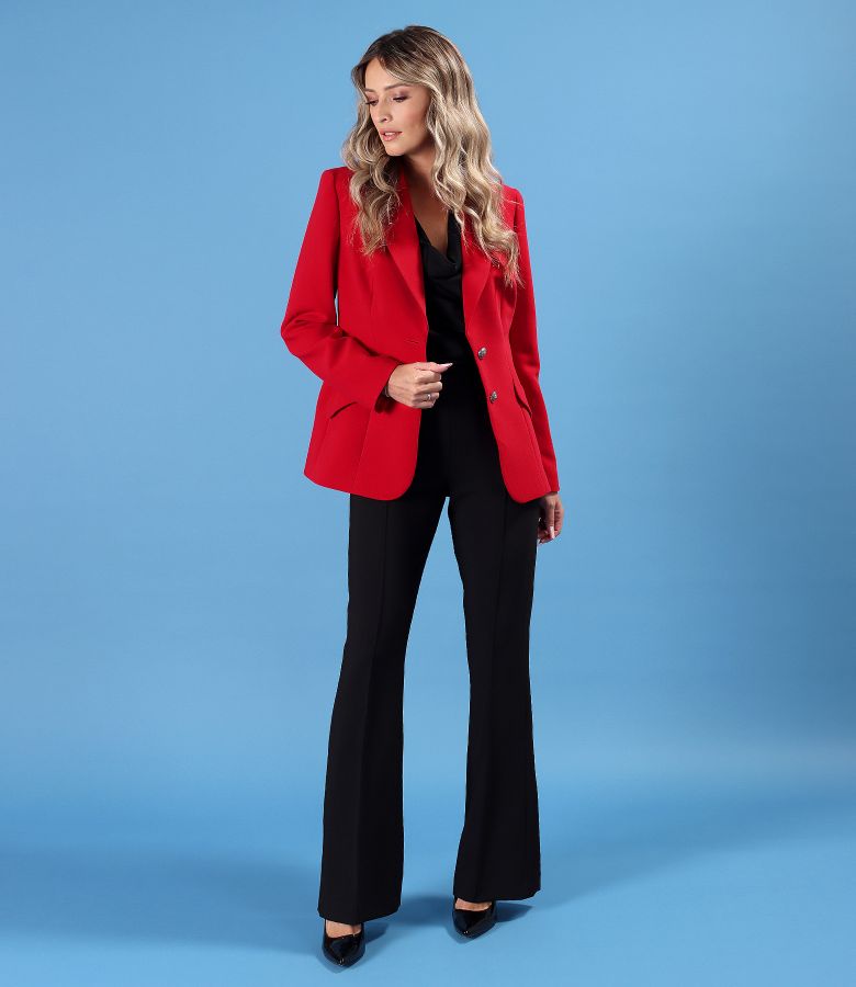 Flared pants made of elastic fabric with viscose