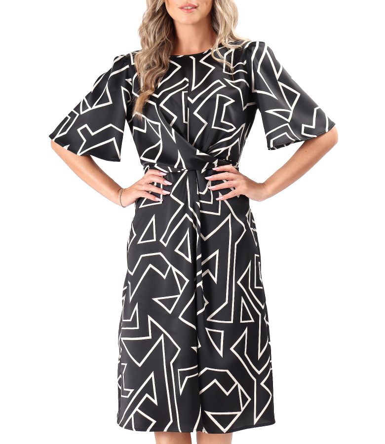 Satin dress with a twisted belt at the waist