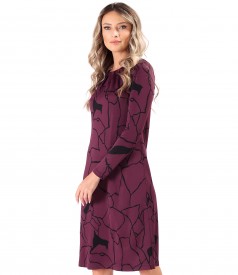 Viscose dress with pleats at the neckline