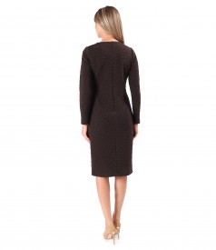 Elegant dress made of thick elastic jersey with embossed woven polka dots