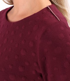 Elegant dress made of thick elastic jersey with embossed woven polka dots