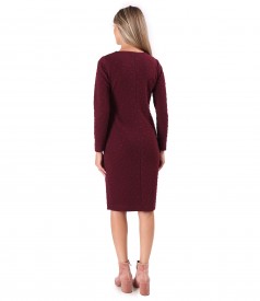 Elegant dress made of thick elastic jersey with embossed woven polka dots