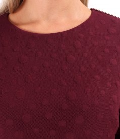 Elegant dress made of thick elastic jersey with embossed woven polka dots