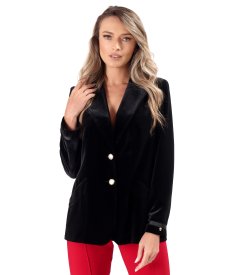 Sacou office din catifea elastica neagra