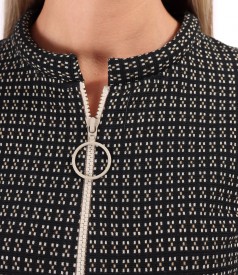 Blouse made of thick elastic jersey with a front zipper