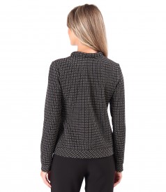 Blouse made of thick elastic jersey with a front zipper