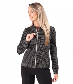 Blouse made of thick elastic jersey with a front zipper