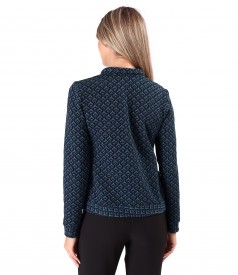 Blouse made of thick elastic jersey with a front zipper