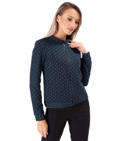 Blouse made of thick elastic jersey with a front zipper