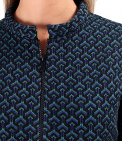 Blouse made of thick elastic jersey with a front zipper