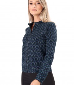 Blouse made of thick elastic jersey with a front zipper