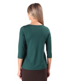 Elastic jersey blouse with 3/4 sleeves