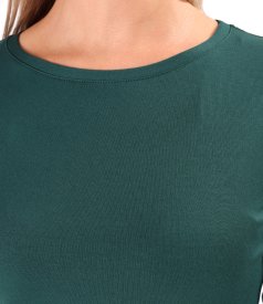 Elastic jersey blouse with 3/4 sleeves