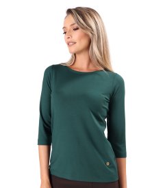 Elastic jersey blouse with 3/4 sleeves