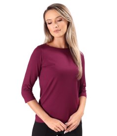 Elastic jersey blouse with 3/4 sleeves