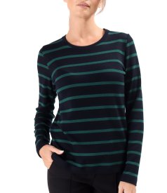 Thick elastic jersey blouse with wool with stripes