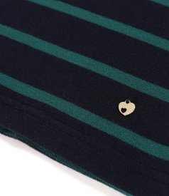 Thick elastic jersey blouse with wool with stripes