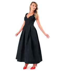 Flared taffeta dress with corset and straps
