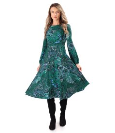 Rochie midi din viscoza imprimata cu motive paisley