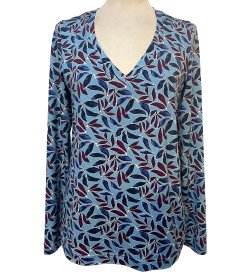 Elastic jersey blouse with V neckline